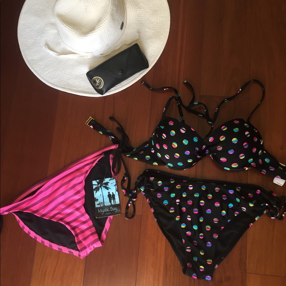 NWT Pink Bikini Bottoms Plus Bikini Top & Bottoms